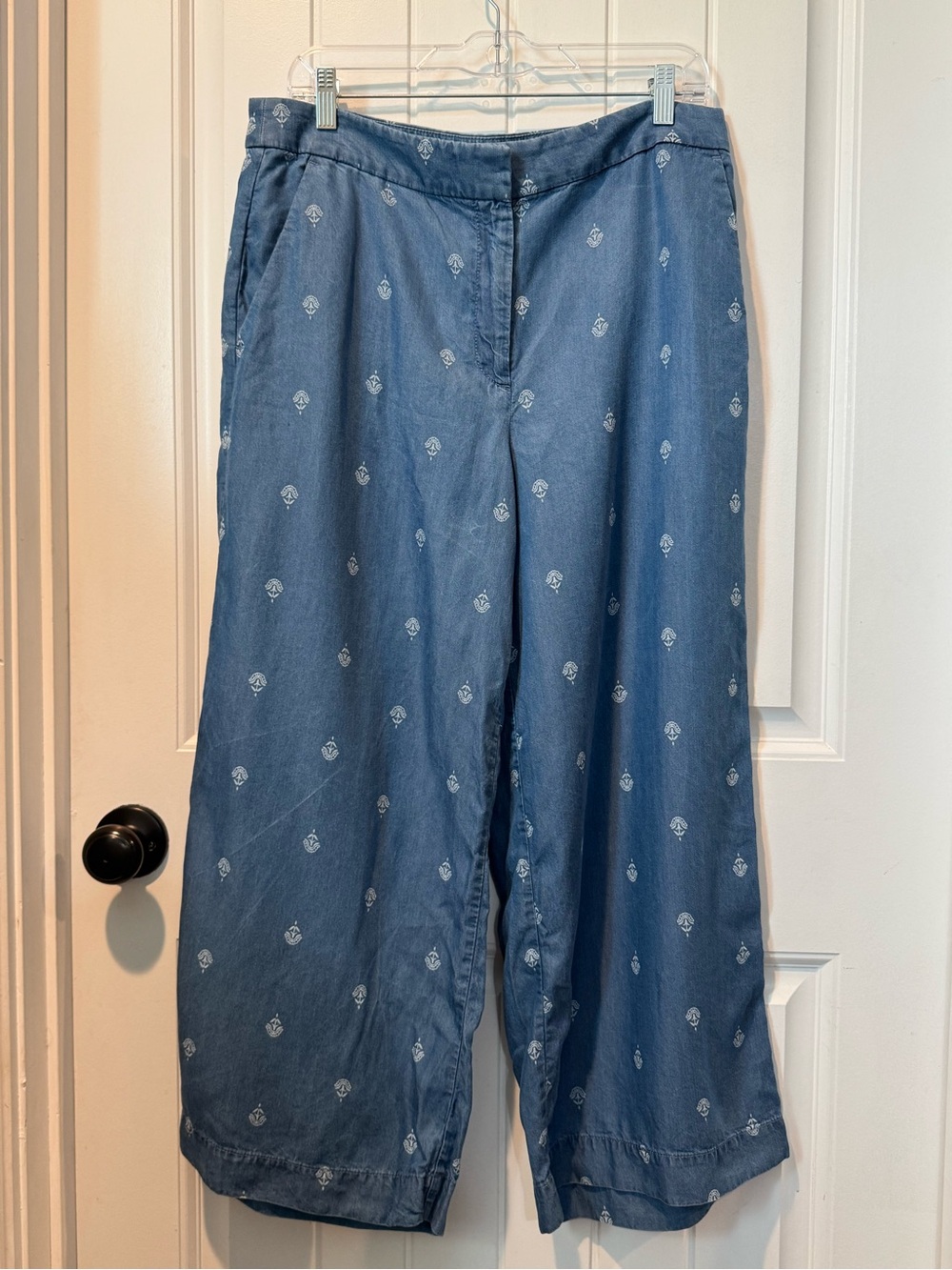 LOFT Wide Leg Blue Printed Pants